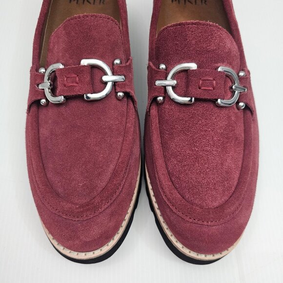 NEW Donald Pliner Clio Loafer Womens 9 Cranberry Red Suede Moc Toe Fall Casual - Picture 5 of 14